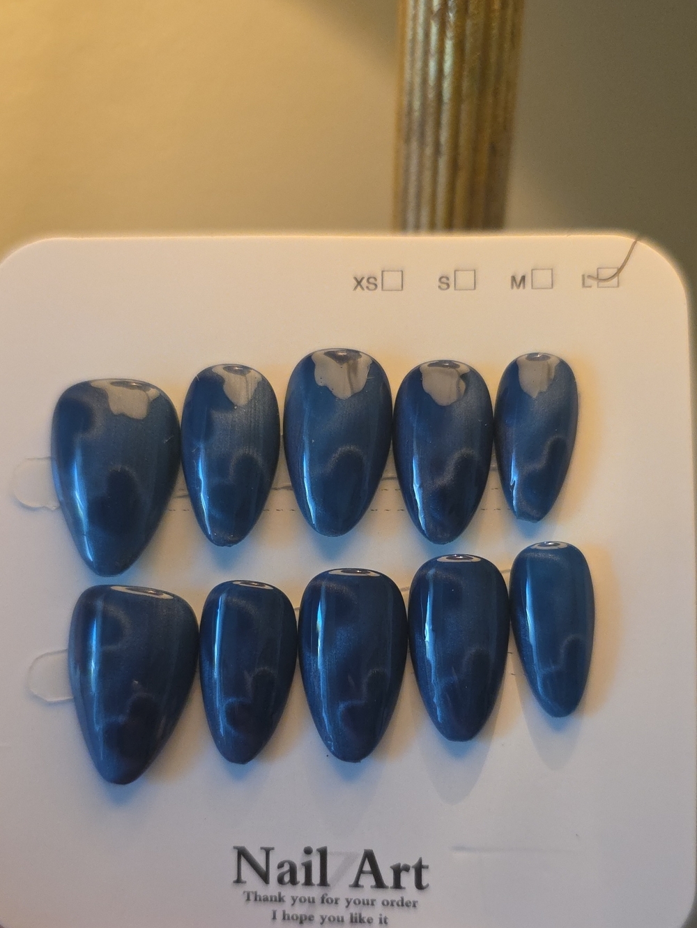 Blue Press-On Nail Set - 10 Pieces Size Large